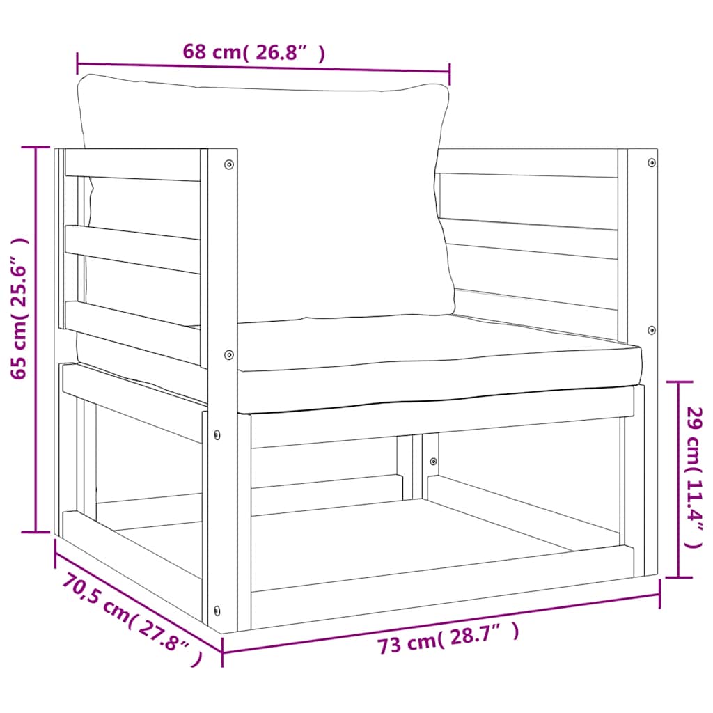 Set Salotto Giardino 7pz Cuscini Grigio Chiaro Legno Massello | homemem39
