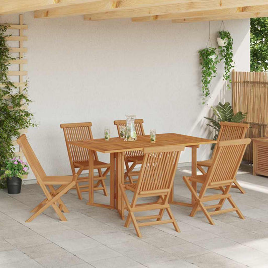 Set da Pranzo per Giardino 7 pcs Marrone Legno di teak solido