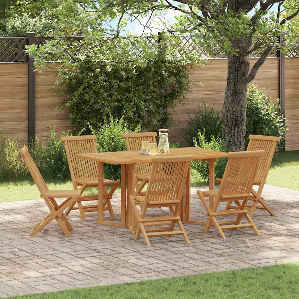 Set da Pranzo per Giardino 7 pcs Marrone Legno di teak solido