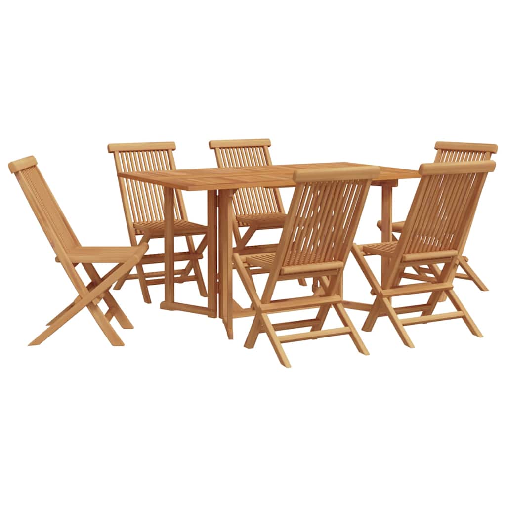Set da Pranzo per Giardino 7 pcs Marrone Legno di teak solido