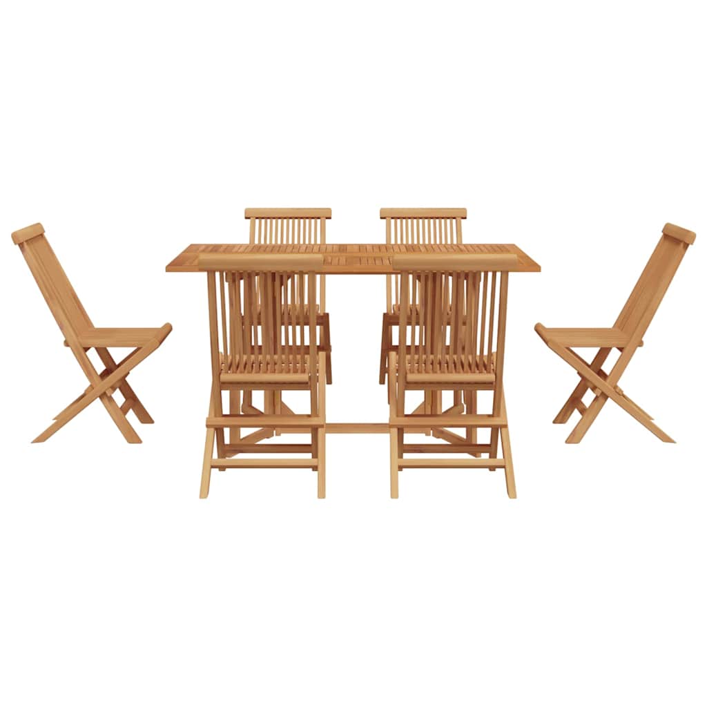Set da Pranzo per Giardino 7 pcs Marrone Legno di teak solido