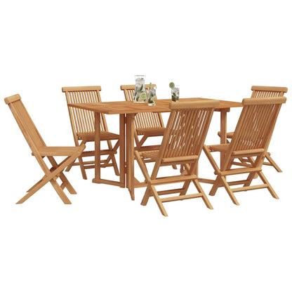 Set da Pranzo per Giardino 7 pcs Marrone Legno di teak solido