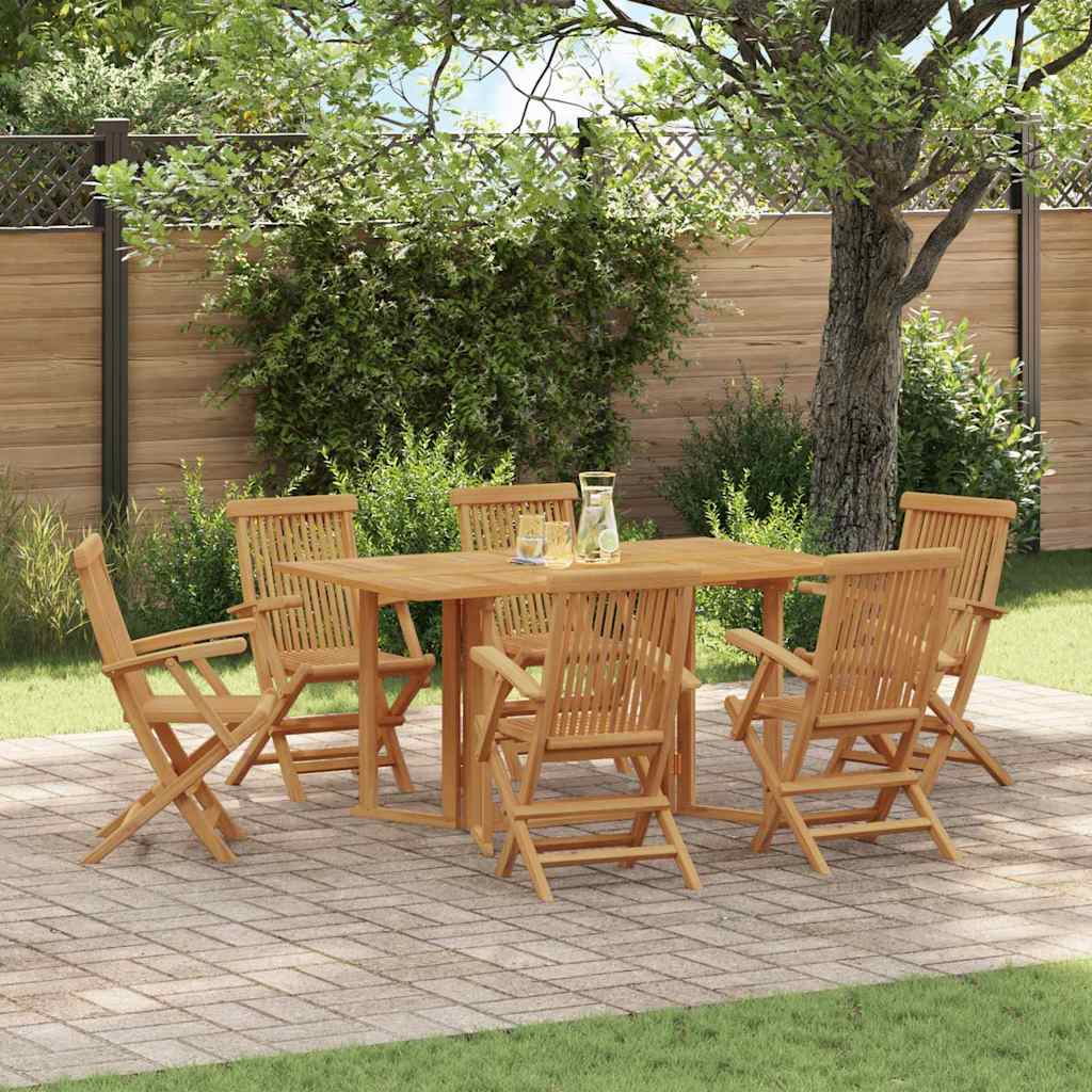 Set da Pranzo per Giardino 7 pcs Marrone Legno di teak solido
