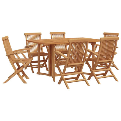 Set da Pranzo per Giardino 7 pcs Marrone Legno di teak solido