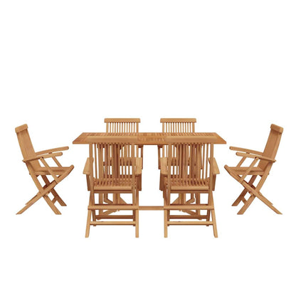 Set da Pranzo per Giardino 7 pcs Marrone Legno di teak solido