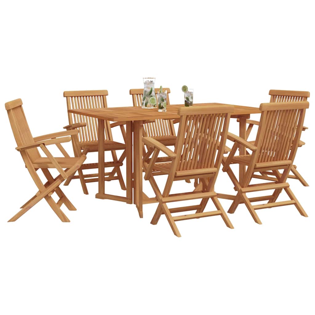 Set da Pranzo per Giardino 7 pcs Marrone Legno di teak solido