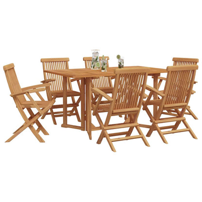 Set da Pranzo per Giardino 7 pcs Marrone Legno di teak solido