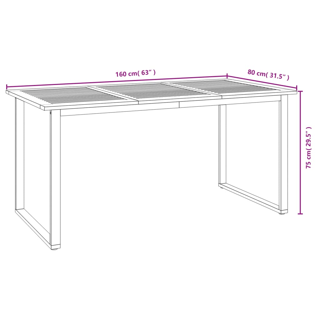 Set Pranzo da Giardino 5 pz Legno Massello di Acacia e Metallo | homemem39