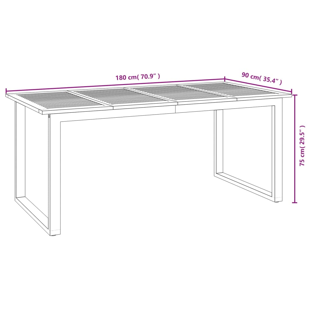 Set Pranzo da Giardino 5 pz Legno Massello di Acacia e Metallo | homemem39