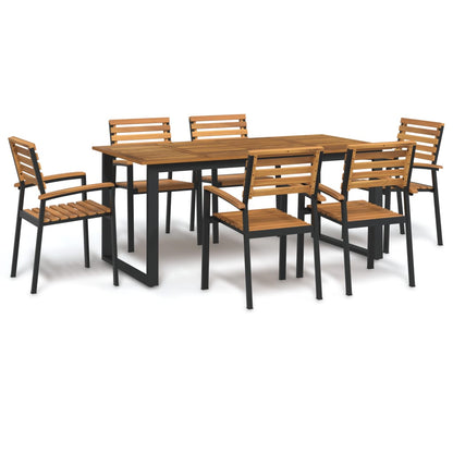 Set Pranzo da Giardino 7 pz Legno Massello di Acacia e Metallo | homemem39