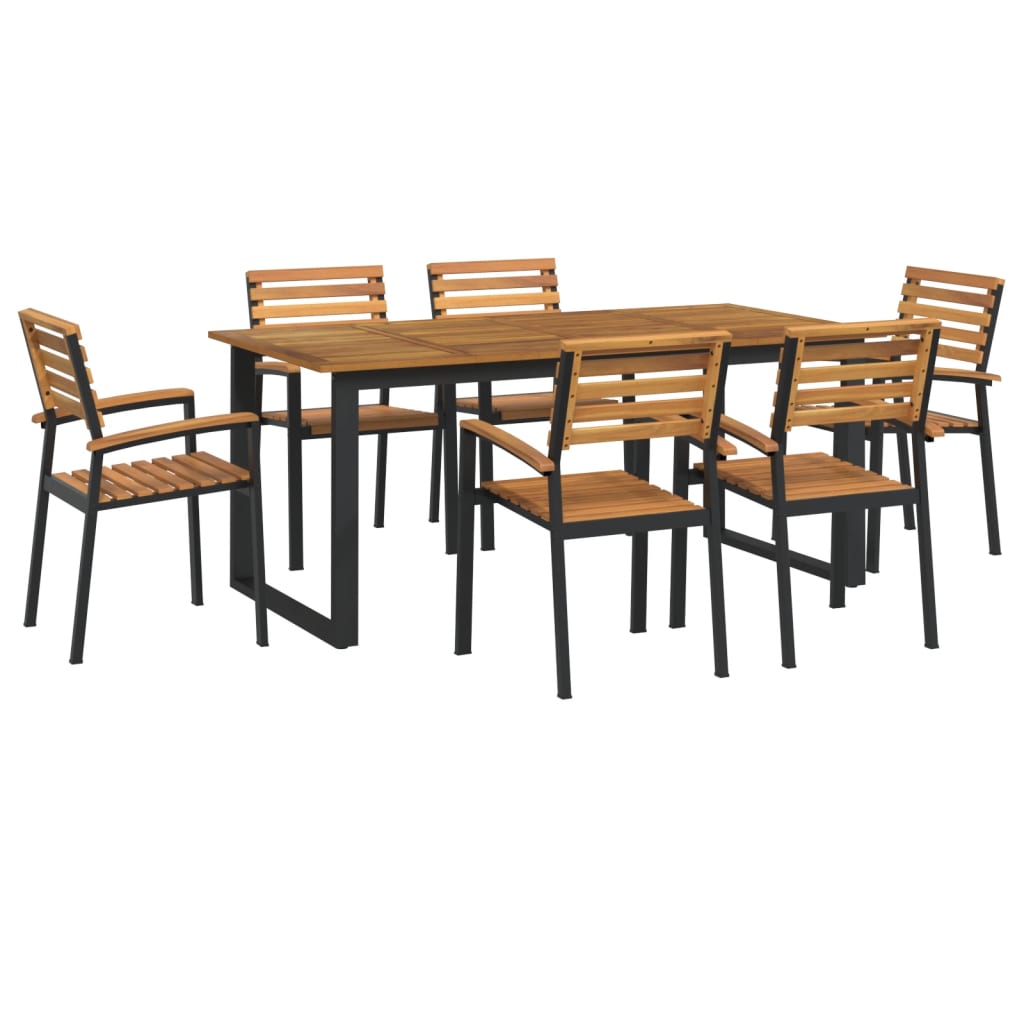Set Pranzo da Giardino 7 pz Legno Massello di Acacia e Metallo | homemem39