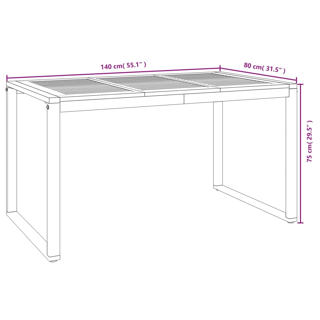 Set Pranzo da Giardino 7 pz Legno Massello di Acacia e Metallo | homemem39