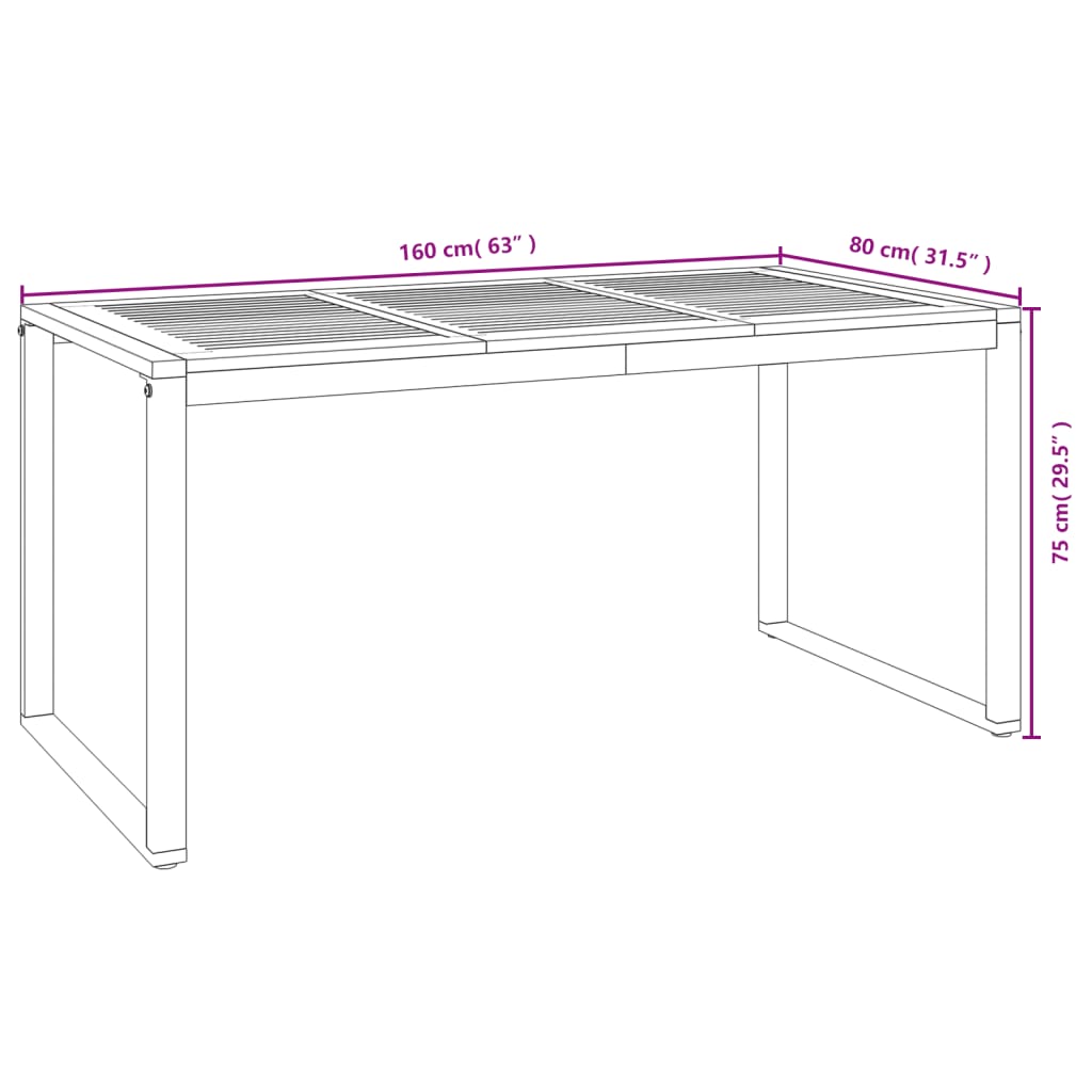 Set Pranzo da Giardino 5 pz Legno Massello di Acacia e Metallo | homemem39