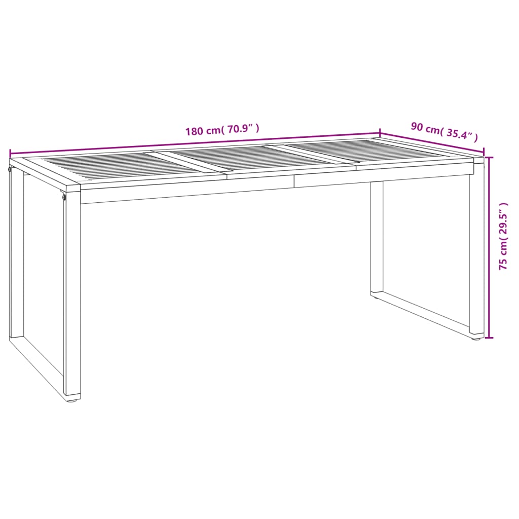 Set Pranzo da Giardino 5 pz Legno Massello di Acacia e Metallo | homemem39