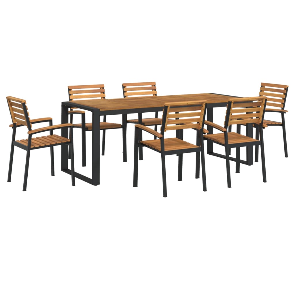 Set Pranzo da Giardino 7 pz Legno Massello di Acacia e Metallo | homemem39