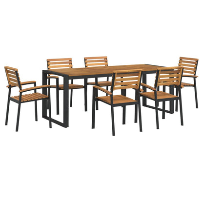 Set Pranzo da Giardino 7 pz Legno Massello di Acacia e Metallo | homemem39