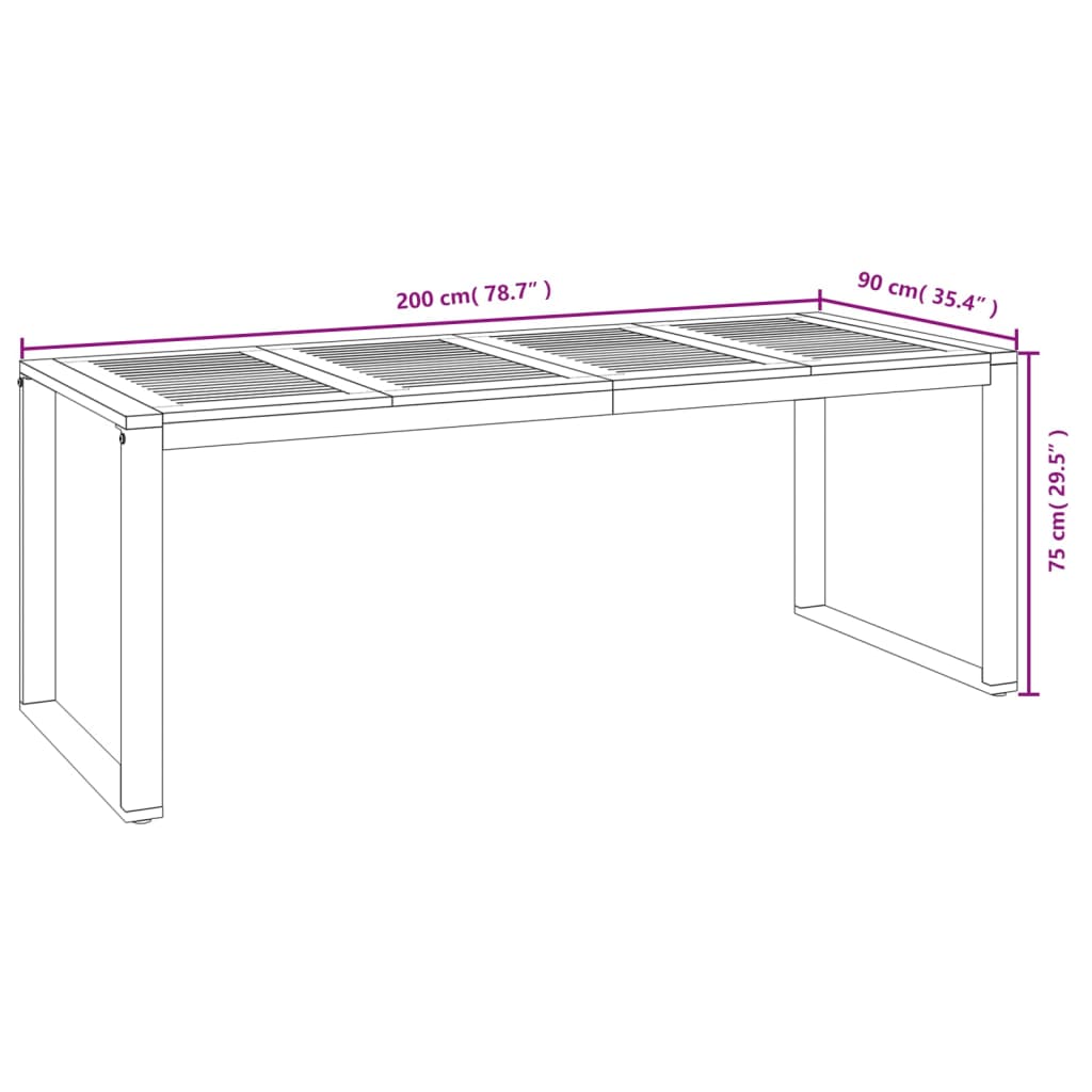 Set Pranzo da Giardino 9 pz Legno Massello di Acacia e Metallo | homemem39