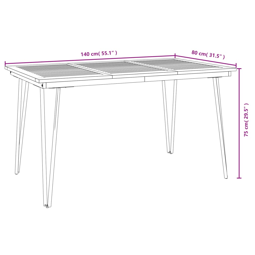Set Pranzo da Giardino 5 pz Legno Massello di Acacia e Metallo | homemem39