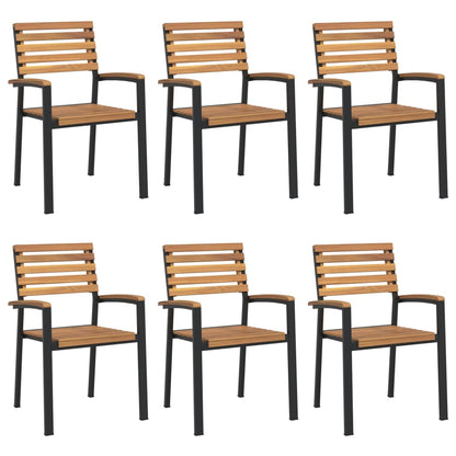 Set Pranzo da Giardino 7 pz Legno Massello di Acacia e Metallo