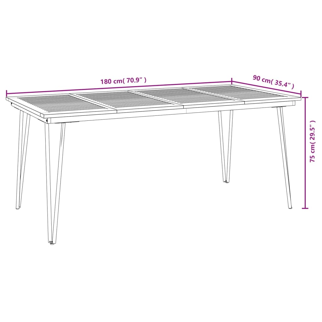 Set Pranzo da Giardino 7 pz Legno Massello di Acacia e Metallo | homemem39