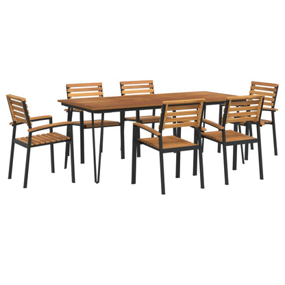 Set Pranzo da Giardino 7 pz Legno Massello di Acacia e Metallo