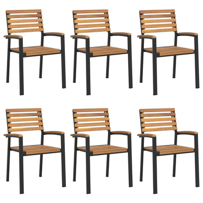Set Pranzo da Giardino 7 pz Legno Massello di Acacia e Metallo