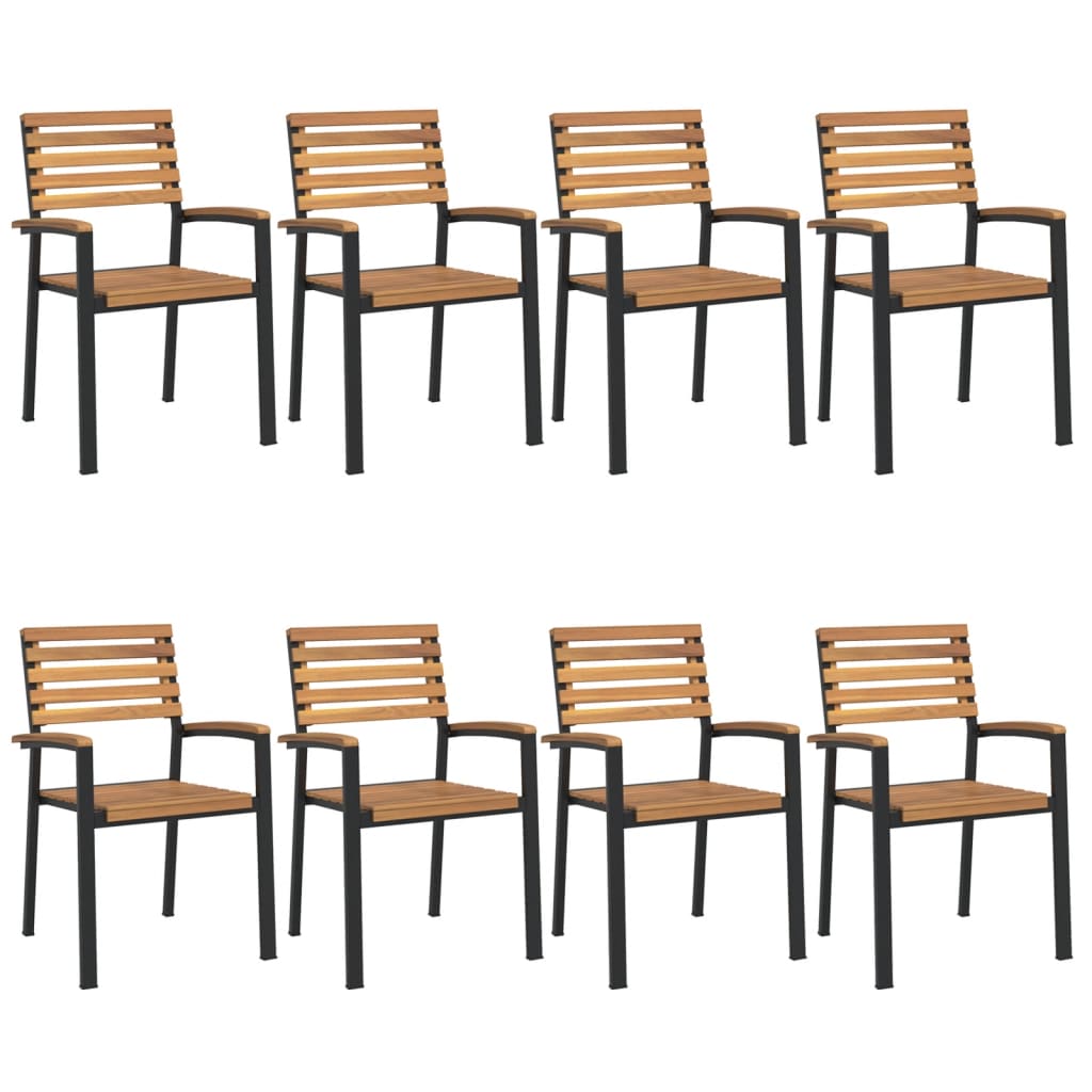 Set Pranzo da Giardino 9 pz Legno Massello di Acacia e Metallo