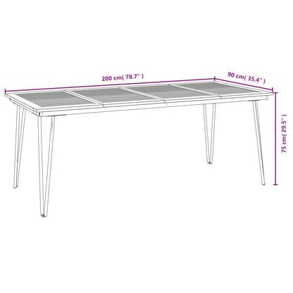 Set Pranzo da Giardino 9 pz Legno Massello di Acacia e Metallo