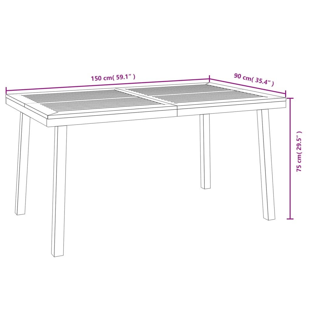 Set Pranzo da Giardino 7 pz Legno Massello di Acacia e Metallo | homemem39