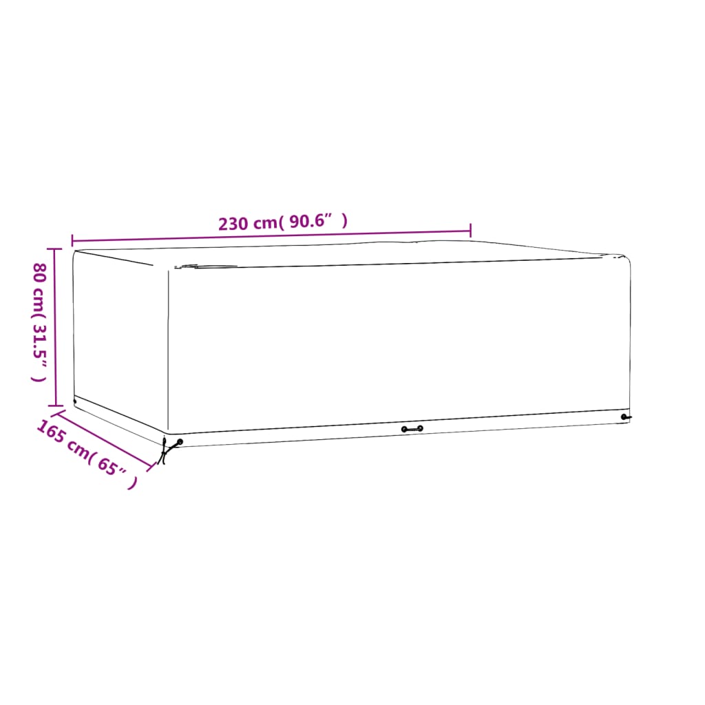 Copri Mobili Giardino 2pz 12Occhielli 230x165x80cm Rettangolare