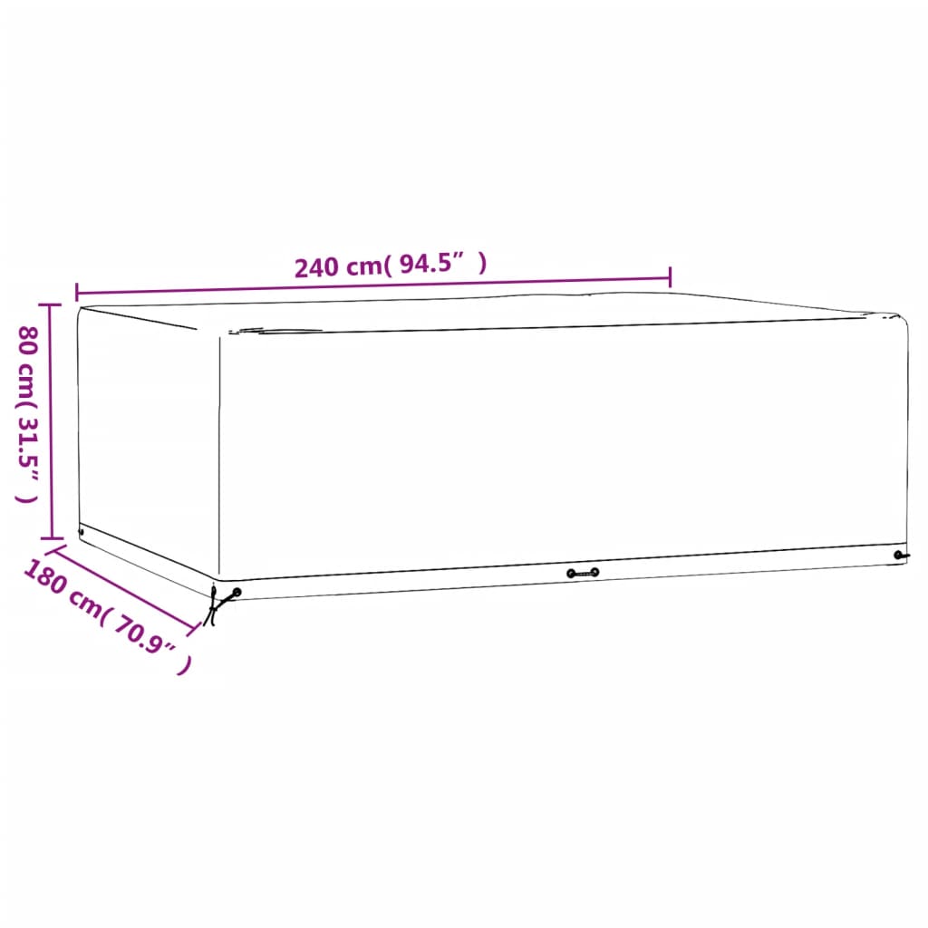 Copri Mobili Giardino 2pz 12Occhielli 240x180x80cm Rettangolare | homemem39