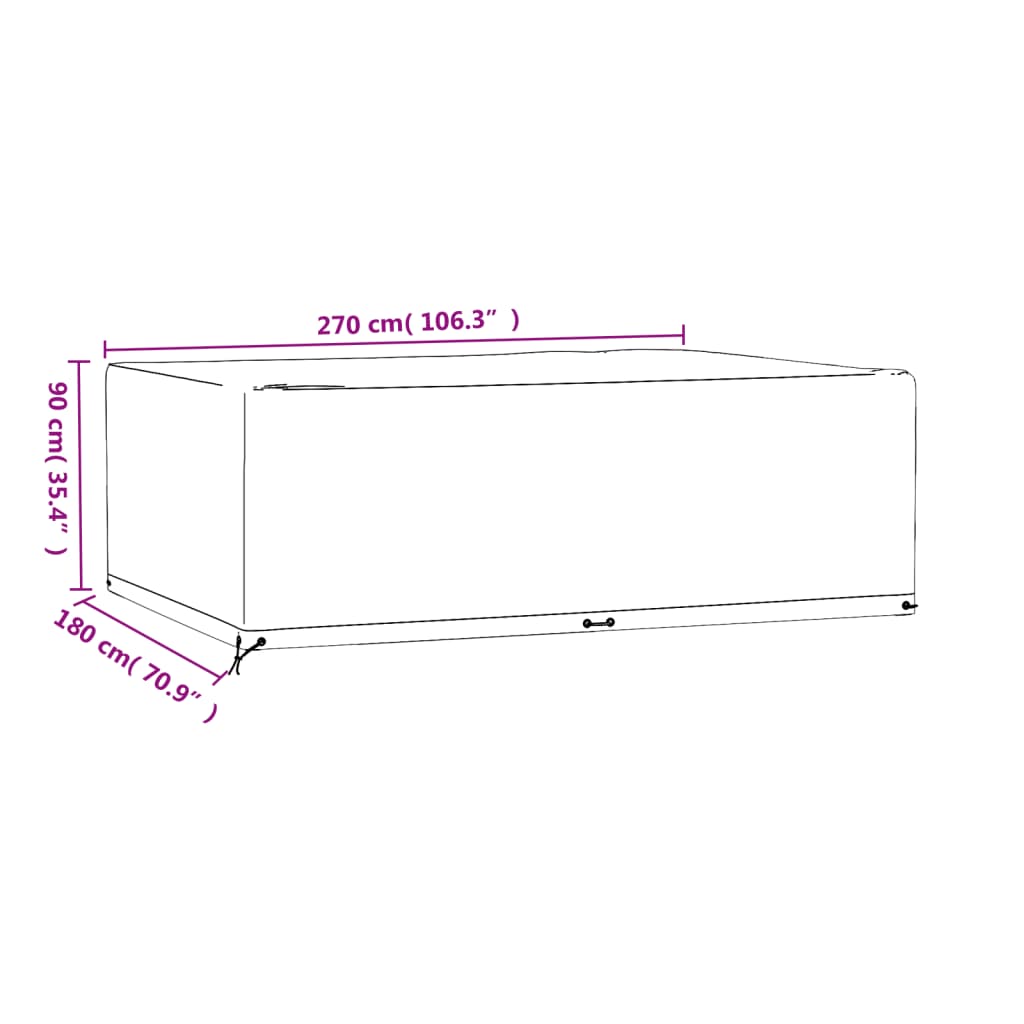 Copri Mobili Giardino 2pz 12Occhielli 270x180x90cm Rettangolare | homemem39