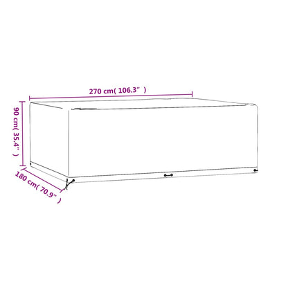 Copri Mobili Giardino 2pz 12Occhielli 270x180x90cm Rettangolare | homemem39