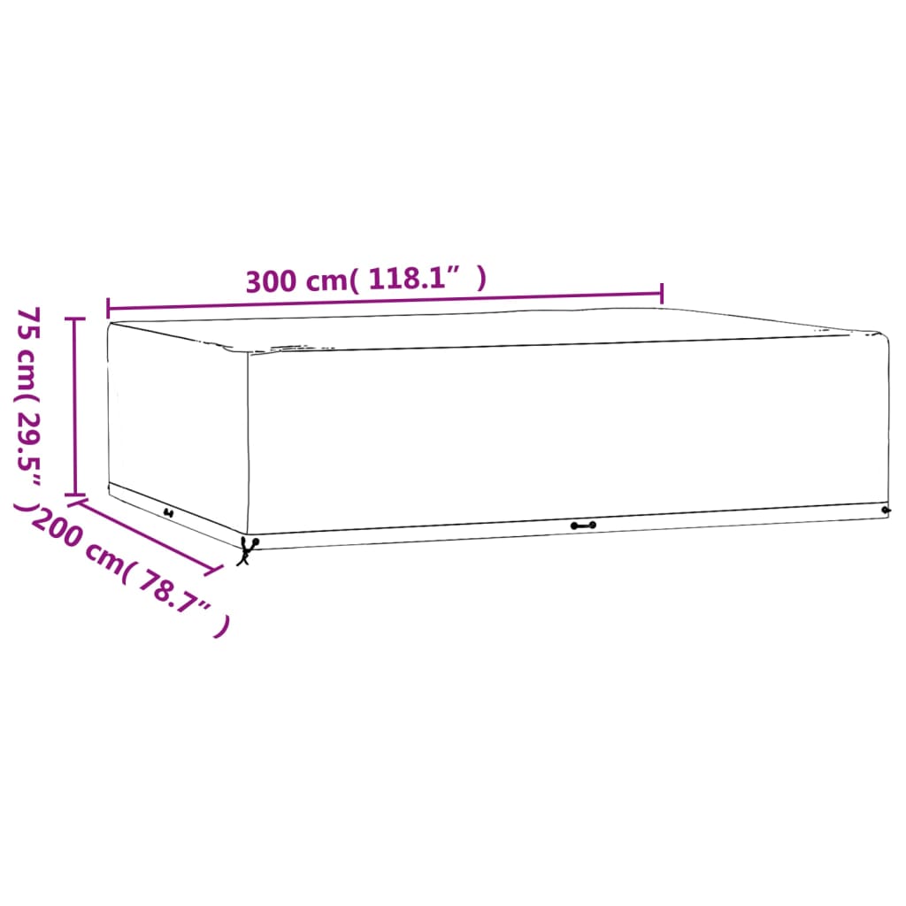 Copri Mobili Giardino 2pz 16 Occhielli 300x200x75cm Rettangolo | homemem39