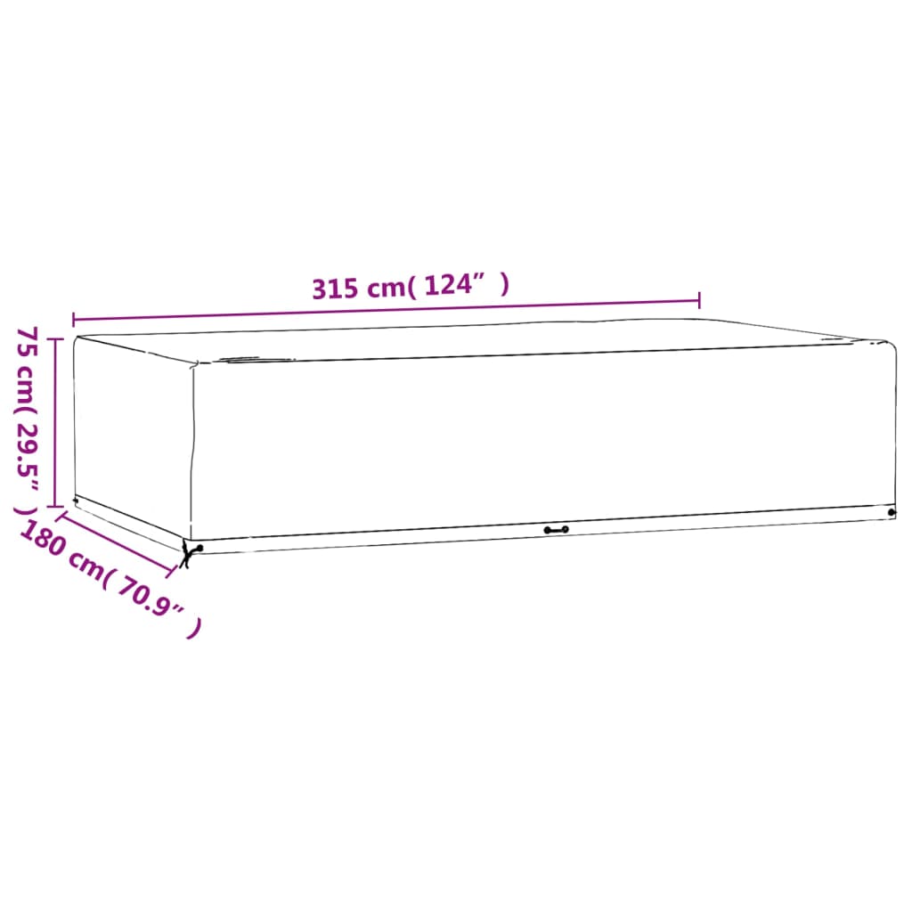 Copri Mobili Giardino 2pz 12 Occhielli 315x180x75cm Rettangolo | homemem39