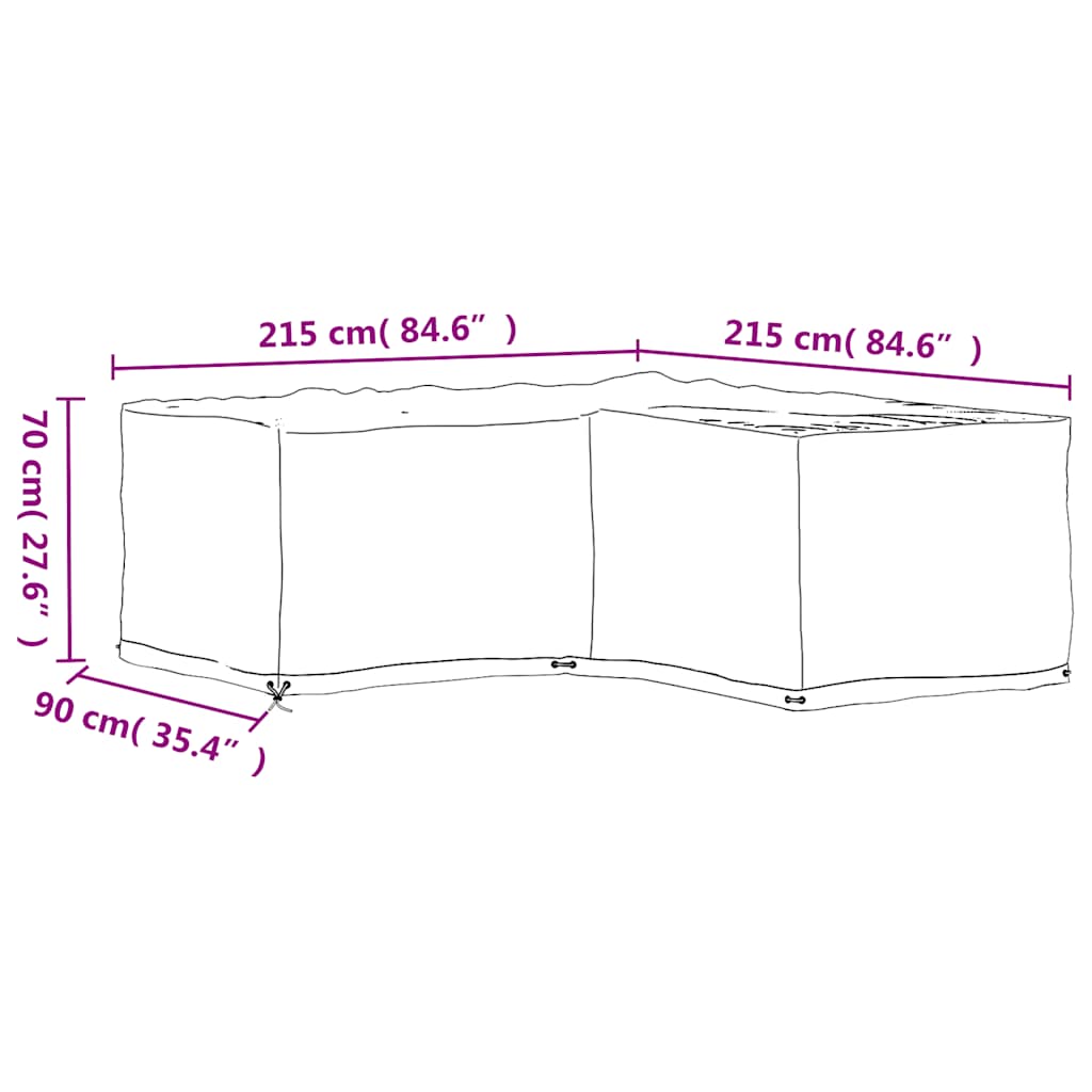 Coperture Mobili da Giardino a L 2pz 16 Occhielli 215x215x70cm | homemem39