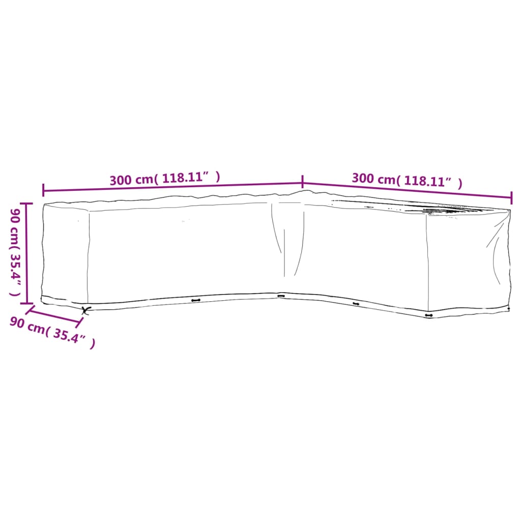 Coperture Mobili da Giardino a L 2pz 20 Occhielli 300x300x90cm | homemem39