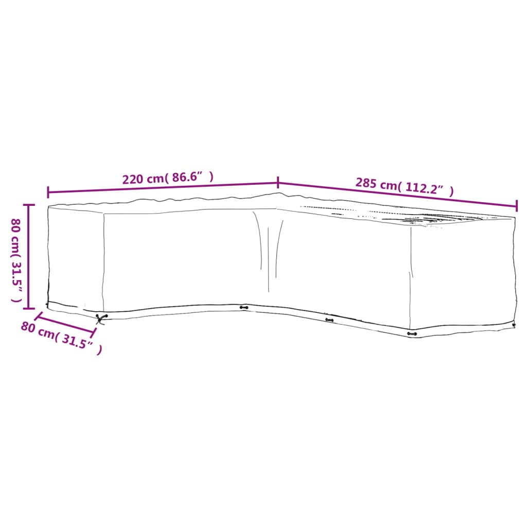Coperture Mobili da Giardino a L 2pz 18 Occhielli 220x285x80cm | homemem39