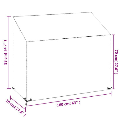 Copri Panche Giardino 2pz 8Occhielli 160x70x70/88cm Polietilene | homemem39