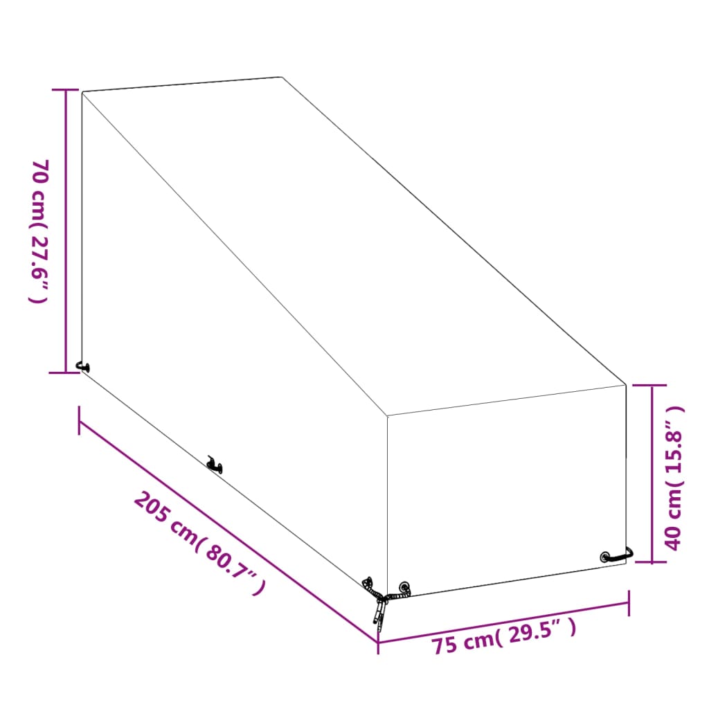 Coperture Sdraio 2pz 12 Occhielli 205x75x40/70 cm Polietilene | homemem39