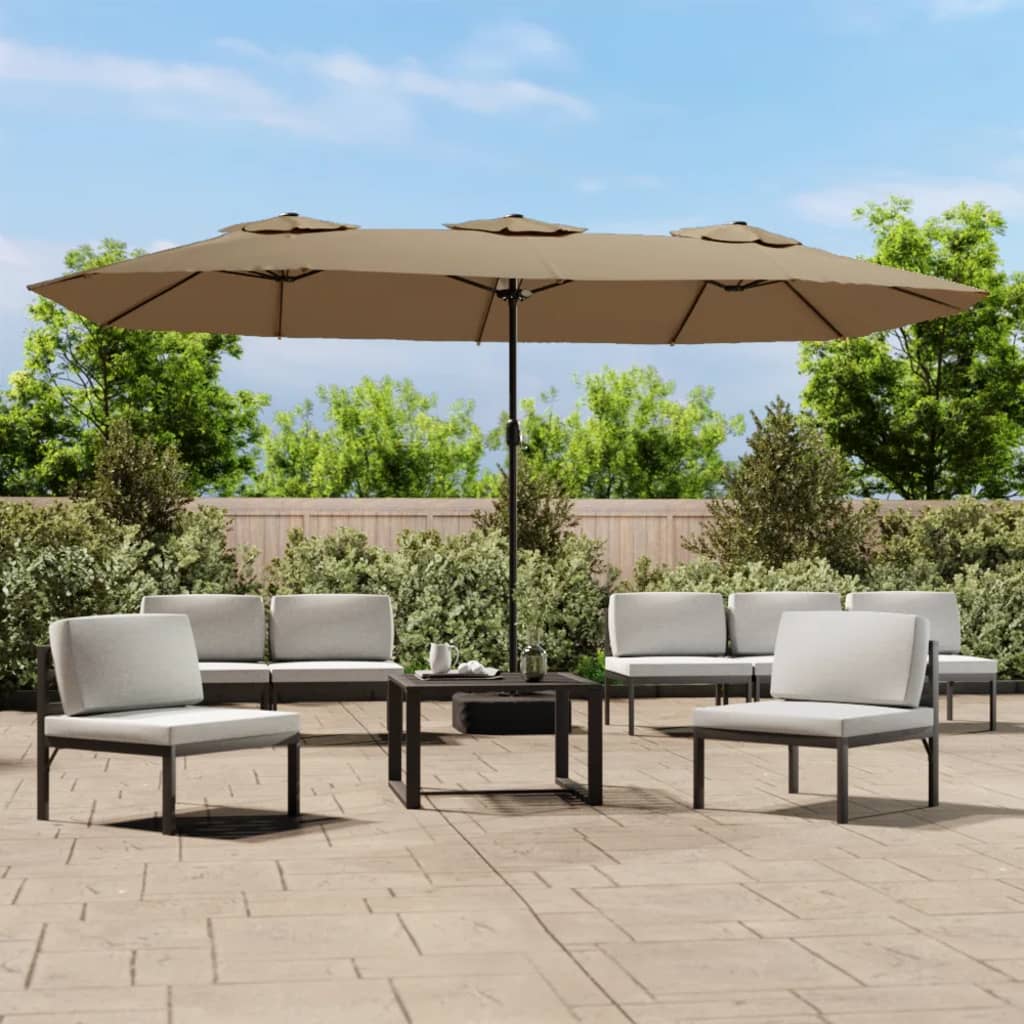 Ombrellone a Doppia Testa Tortora 449x265 cm | homemem39