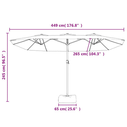 Ombrellone da Giardino a Doppia Testa Rosso Bordeaux 449x265 cm | homemem39