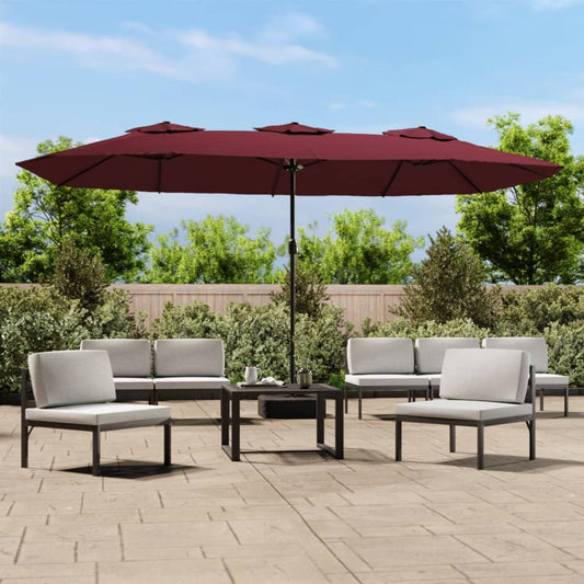 Ombrellone da Giardino a Doppia Testa Rosso Bordeaux 449x265 cm | homemem39