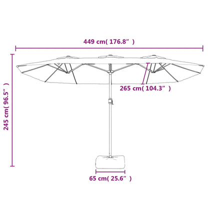 Ombrellone a Doppia Testa con LED Bianco Sabbia 449x245 cm