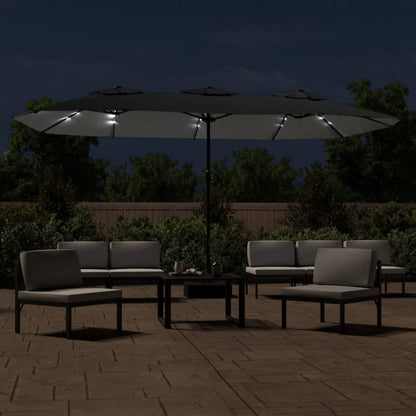 Ombrellone a Doppia Testa con LED Antracite 449x265 cm | homemem39