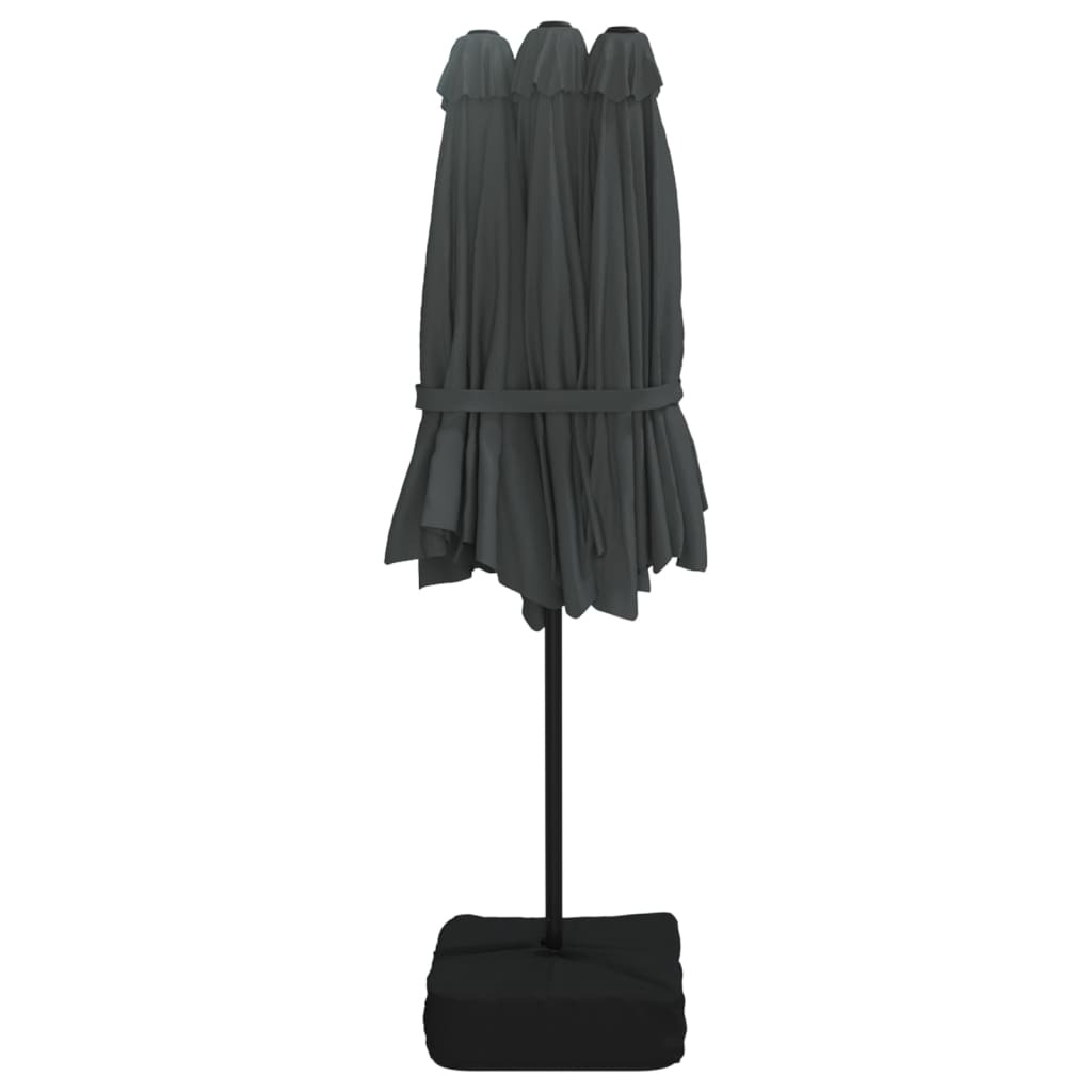 Ombrellone a Doppia Testa con LED Antracite 449x265 cm | homemem39