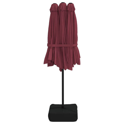 Ombrellone a Doppia Testa con LED Rosso Bordeaux 449x265 cm | homemem39