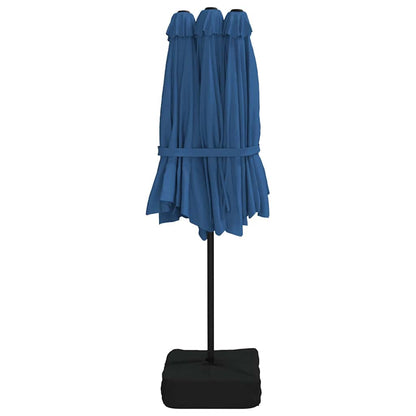 Ombrellone a Doppia Testa con LED Azzurro 449x265 cm | homemem39