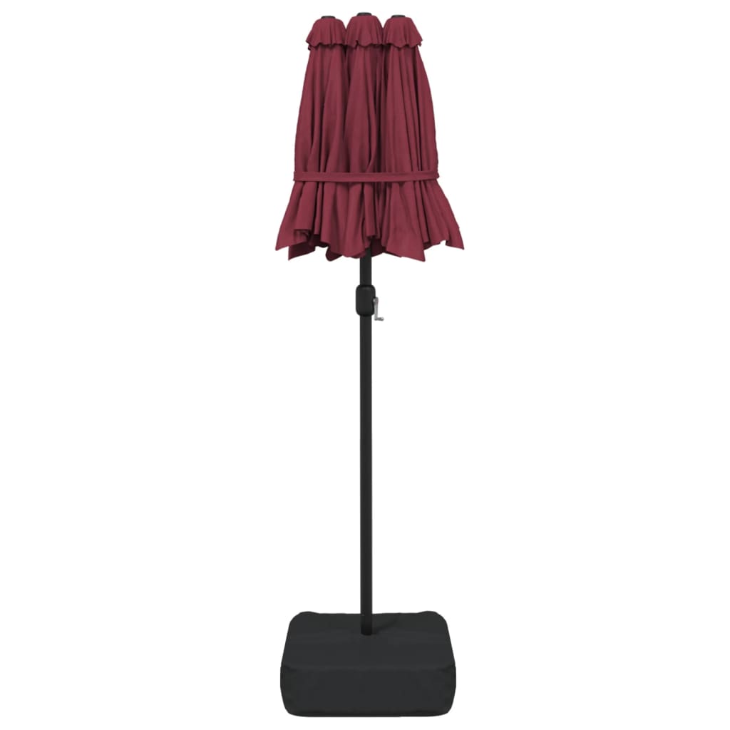 Ombrellone da Giardino a Doppia Testa Rosso Bordeaux 316x145 cm | homemem39