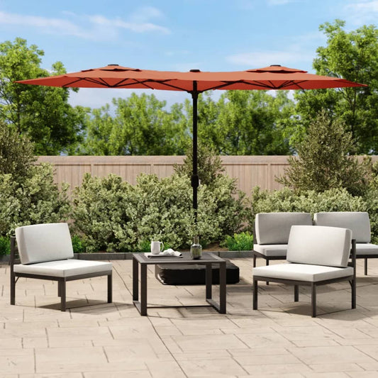 Ombrellone a Doppia Testa Terracotta 316x145 cm | homemem39
